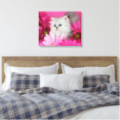 Kätzchen, Katzen, Rosa, Polka-Punkte Leinwanddruck (Insitu (Schlafzimmer))