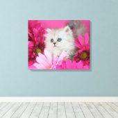 Kätzchen, Katzen, Rosa, Polka-Punkte Leinwanddruck (Insitu (Holzboden))