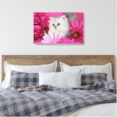 Kätzchen, Katzen, Rosa, Polka-Punkte Leinwanddruck (Insitu (Schlafzimmer))
