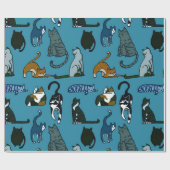 Kätzchen Katzenmuster Aquamarines Wrapping Papier Geschenkpapier (Flach)