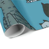 Kätzchen Katzenmuster Aquamarines Wrapping Papier Geschenkpapier (Rolleneckpunkt)