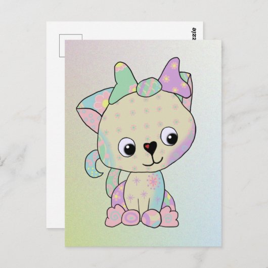 Kätzchen Kunterbunt Postkarte (Vorne/Hinten)