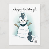Kätzchen machen Schneekatze Happy Holidays Weihnac Postkarte (Vorderseite)