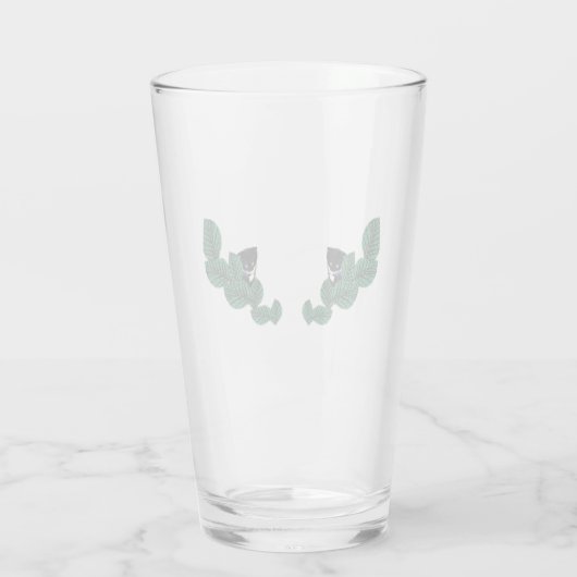 Kätzchen mit Blätter Glas (Rückseite)