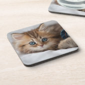 Kätzchen mit blauen Augen Getränkeuntersetzer (Linke Seite)