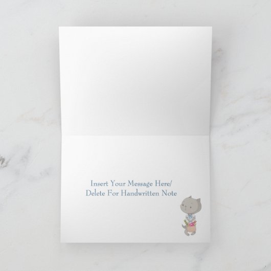 Kätzchen mit einem Korb von Blume "Danke" Karte (Innenseite)