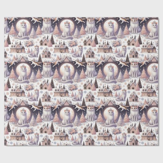 Kätzchen mit glattem Tiaras Wrapping Paper Geschenkpapier (Flach)