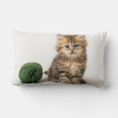 Kätzchen mit grünem Garn Lendenkissen (Rückseite)