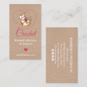 Kätzchen mit Herz-Crochet handgefertigte Visitenka Visitenkarte (Vorne/Hinten)