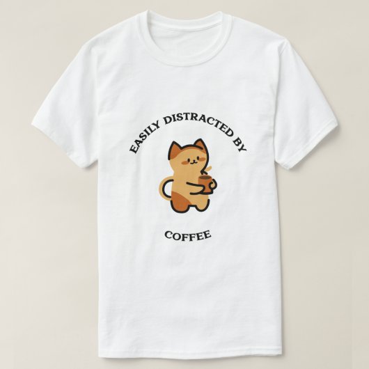 Kätzchen mit Kaffeetasse T-Shirt (Design vorne)