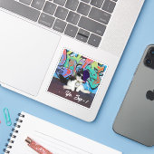 Kätzchen mit Katzenhöhe Aufkleber (Laptop mit iPhone)