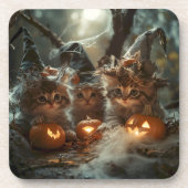 Kätzchen mit Kürbiskins Getränkeuntersetzer (Vorderseite)