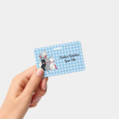 Kätzchen mit lächelnder Mutter Katze blau Kariert Ausweis (Handheld)