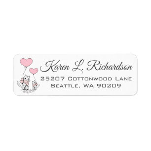 Kätzchen mit Pink Balloons Rücksendeadressen-Aufkl