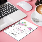 Kätzchen mit rosa Schmetterling Personalisiert Notizblock