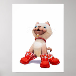 Kätzchen mit roten Stiefeln Druck für das Kinderzi Poster