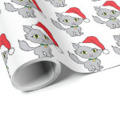 Kätzchen mit Weihnachtsmannmützen Geschenkpapier (Rolleneckpunkt)