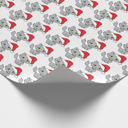 Kätzchen mit Weihnachtsmannmützen Geschenkpapier (Ecke)