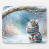 Kätzchen mit Winterskarf Mousepad (Vorne)