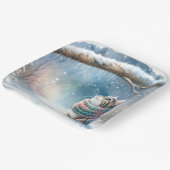 Kätzchen mit Winterskarf Pappteller (Gewinkelt)