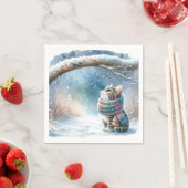 Kätzchen mit Winterskarf Serviette (Beispiel)