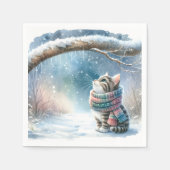 Kätzchen mit Winterskarf Serviette (Vorderseite)