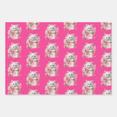Kätzchen Muster Pink Wrapping Paper for Cat Lovers Geschenkpapier Set (Vorderseite)