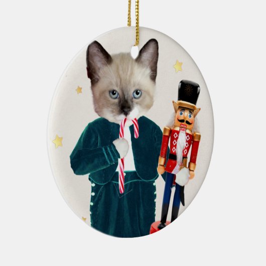 Kätzchen-Nussknacker-Verzierung Keramik Ornament (Rechts)