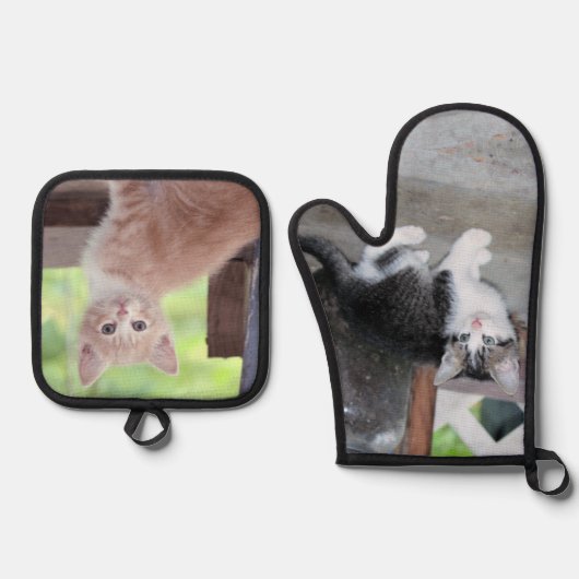 Kätzchen Ofenhandschuh & Topflappen-Set (Vorderseite)