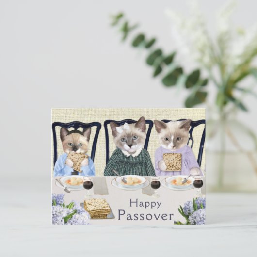 Kätzchen Pessach Postkarte (Stehend Vorderseite)