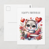 Kätzchen-Pilot Geburtstag Postkarte (Vorne/Hinten)