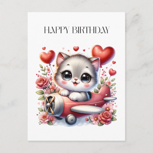 Kätzchen-Pilot Geburtstag Postkarte (Vorderseite)