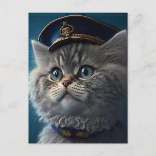 Kätzchen-Pilot-Kapitän Postkarte
