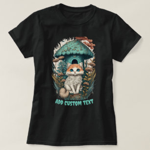 Kätzchen Pilz Haus Floral, Katzenliebhaber T-Shirt