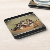 Kätzchen Pudding Getränkeuntersetzer (Linke Seite)