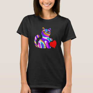 Kätzchen Regenbogen Katze Tiere Farbige Liebe Katz T-Shirt