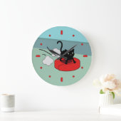 Kätzchen-Reitroboter-Vakuum Große Wanduhr (Zuhause)