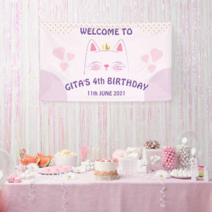 Kätzchen Rosa Geburtstagsbanner  Banner