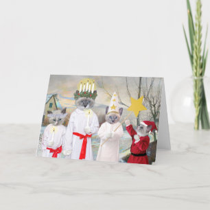 Kätzchen Santa Lucia-Feiertags-Grußkarte Feiertagskarte