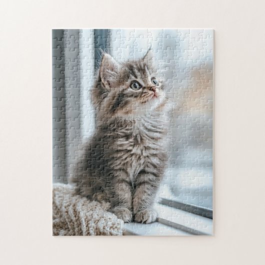 Kätzchen schaut aus dem Fenster Puzzle (Vertikal)