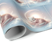 Kätzchen schlafen auf einem Crescent Mond Geschenkpapier (Rolleneckpunkt)