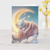 Kätzchen schlafen auf einem Crescent Mond Karte (Gelbe Blume)