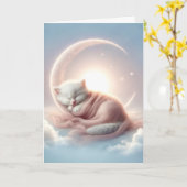 Kätzchen schlafen auf einem Crescent Mond Karte (Gelbe Blume)