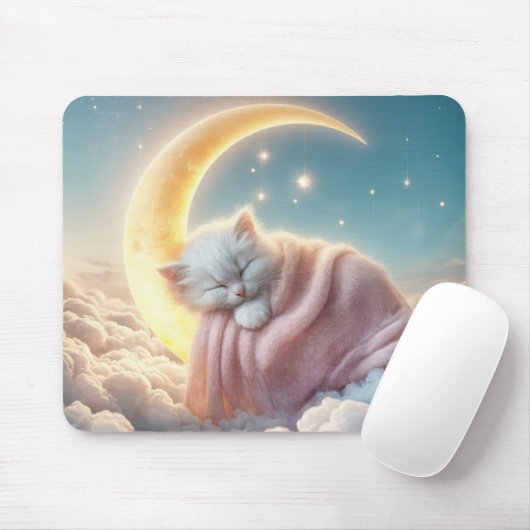 Kätzchen schlafen auf einem Crescent Mond Mousepad (Mit Mouse)