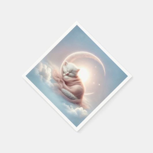 Kätzchen schlafen auf einem Crescent Mond Serviette (Ecke)