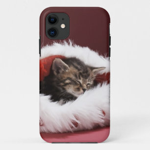 Kätzchen schlafend im Weihnachtshut Case-Mate iPhone Hülle
