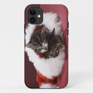 Kätzchen schlafend zusammen im Weihnachtshut Case-Mate iPhone Hülle
