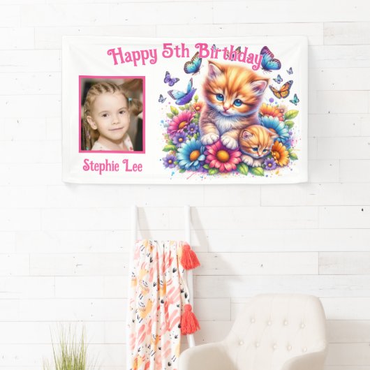 Kätzchen, Schmetterlinge, Blume und Foto Banner (Insitu)