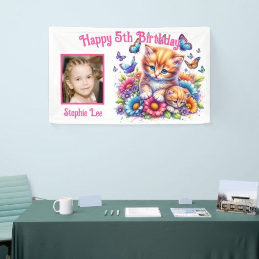 Kätzchen, Schmetterlinge, Blume und Foto Banner (Messeveranstaltung)