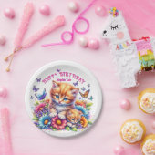 Kätzchen, Schmetterlinge und Blume Pappteller (Party)